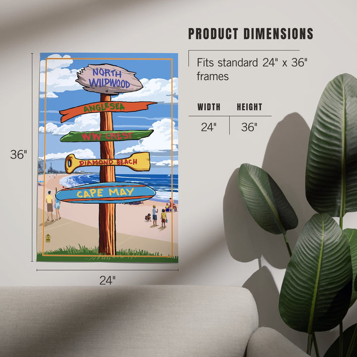 North Wildwood, New Jersey, Destinations Sign, Art & Giclee Prints Art Lantern Press 