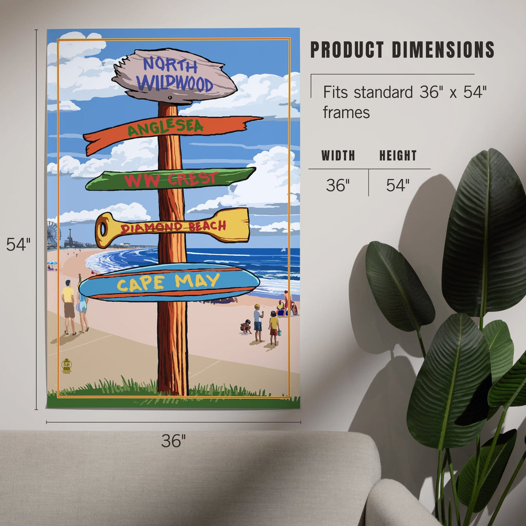 North Wildwood, New Jersey, Destinations Sign, Art & Giclee Prints Art Lantern Press 