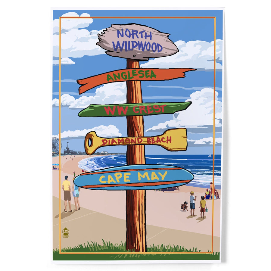 North Wildwood, New Jersey, Destinations Sign, Art & Giclee Prints Art Lantern Press 