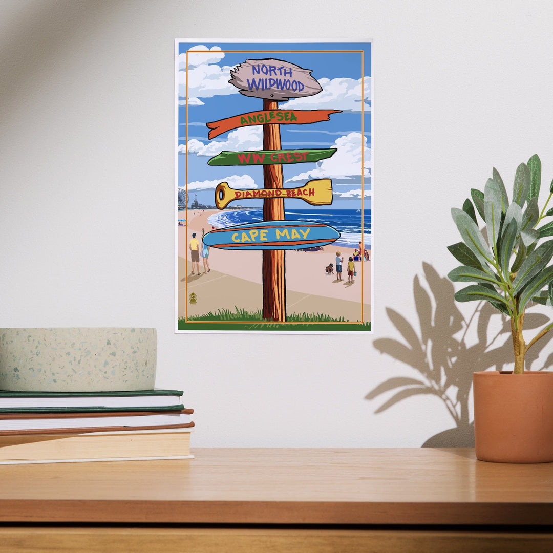 North Wildwood, New Jersey, Destinations Sign, Art & Giclee Prints Art Lantern Press 