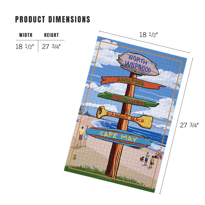 North Wildwood, New Jersey, Destinations Sign, Jigsaw Puzzle Puzzle Lantern Press 