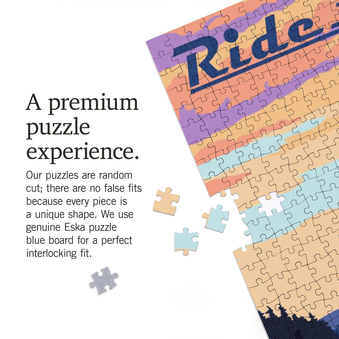 Northern Michigan, Bike and Lake, Ride the Trails, Jigsaw Puzzle Puzzle Lantern Press 