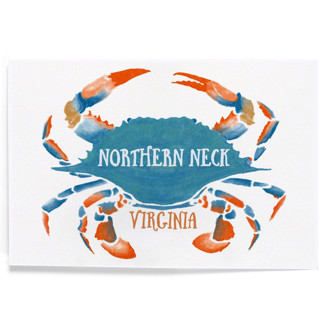 Northern Neck, Virginia, Blue Crab, Watercolor, Art & Giclee Prints Art Lantern Press 
