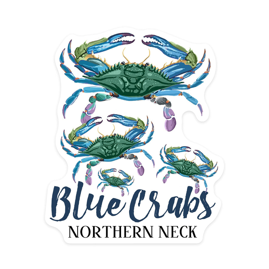 Northern Neck, Virginia, Blue Crabs, Pattern, Contour, Lantern Press Artwork, Vinyl Sticker Sticker Lantern Press 