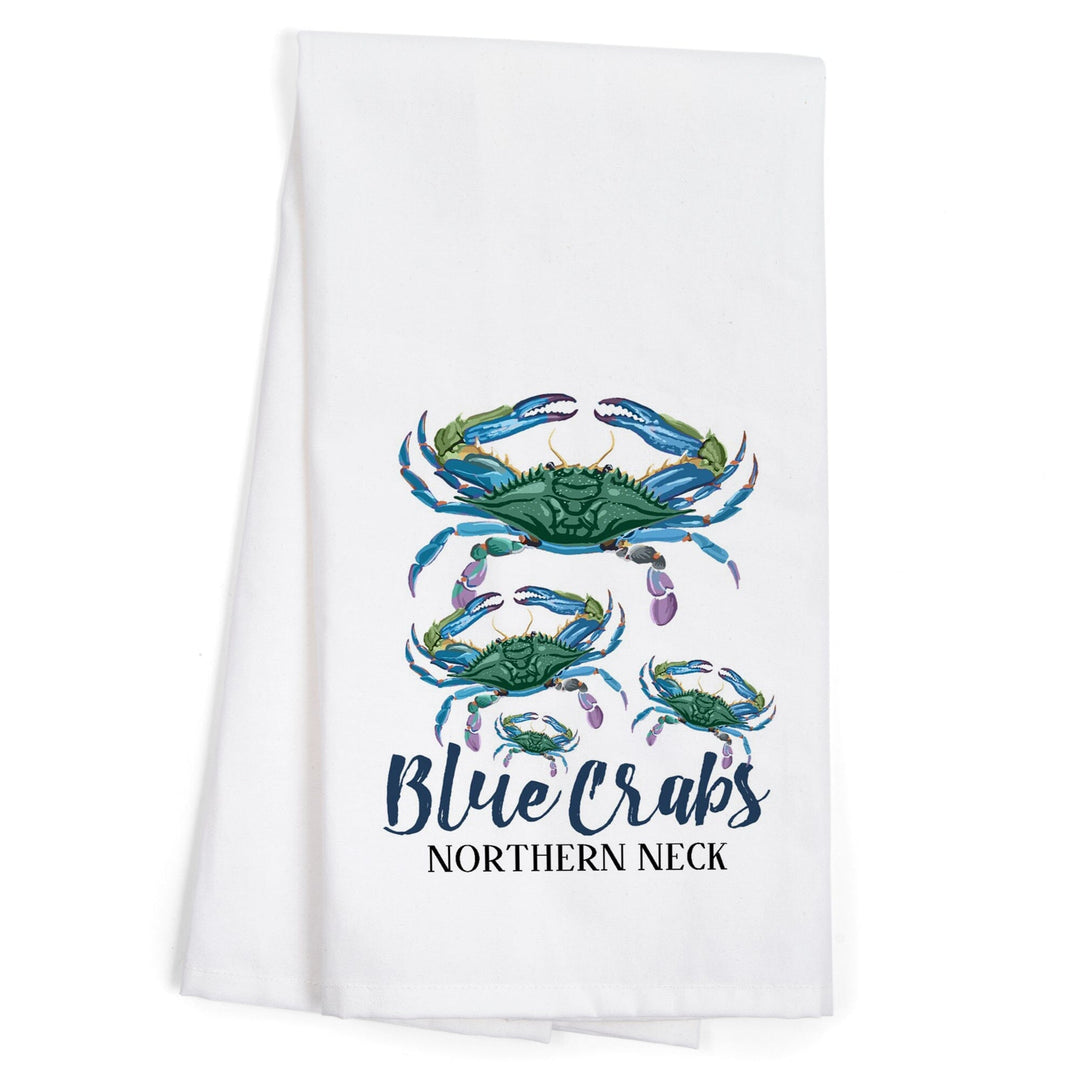 Northern Neck, Virginia, Blue Crabs, Pattern, Contour, Organic Cotton Kitchen Tea Towels Kitchen Lantern Press 