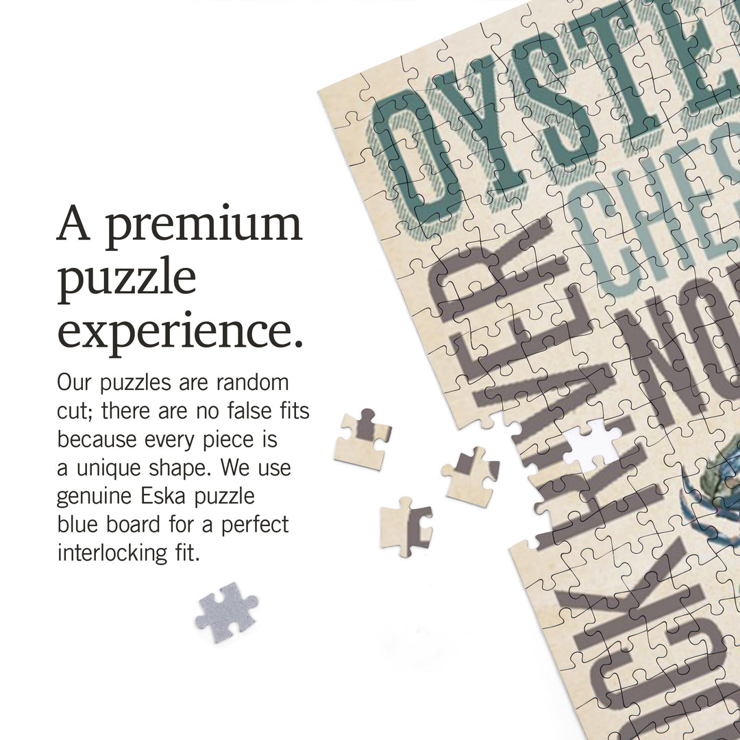 Northern Neck, Virginia, Chesapeake Bay, Oyster Capital, Typography, Jigsaw Puzzle Puzzle Lantern Press 