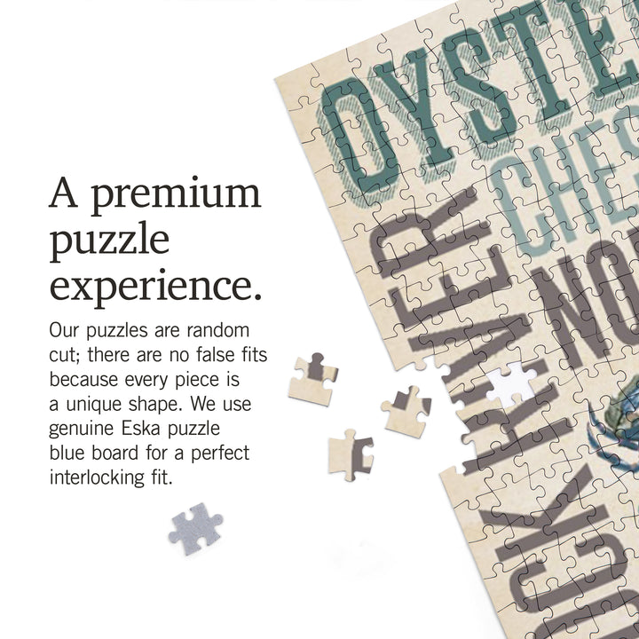 Northern Neck, Virginia, Chesapeake Bay, Oyster Capital, Typography, Jigsaw Puzzle Puzzle Lantern Press 