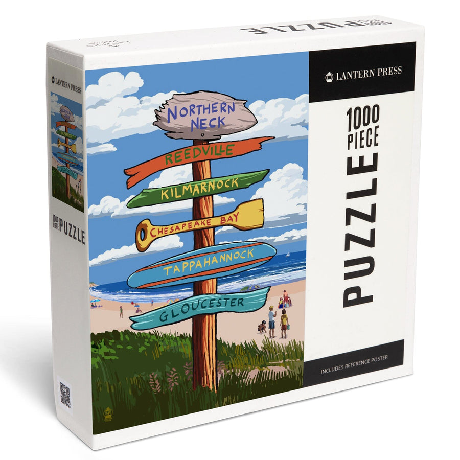 Northern Neck, Virginia, Destination Signpost, Jigsaw Puzzle Puzzle Lantern Press 
