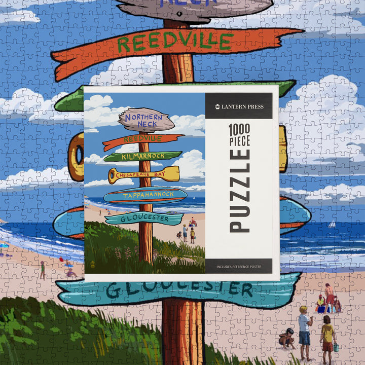 Northern Neck, Virginia, Destination Signpost, Jigsaw Puzzle Puzzle Lantern Press 