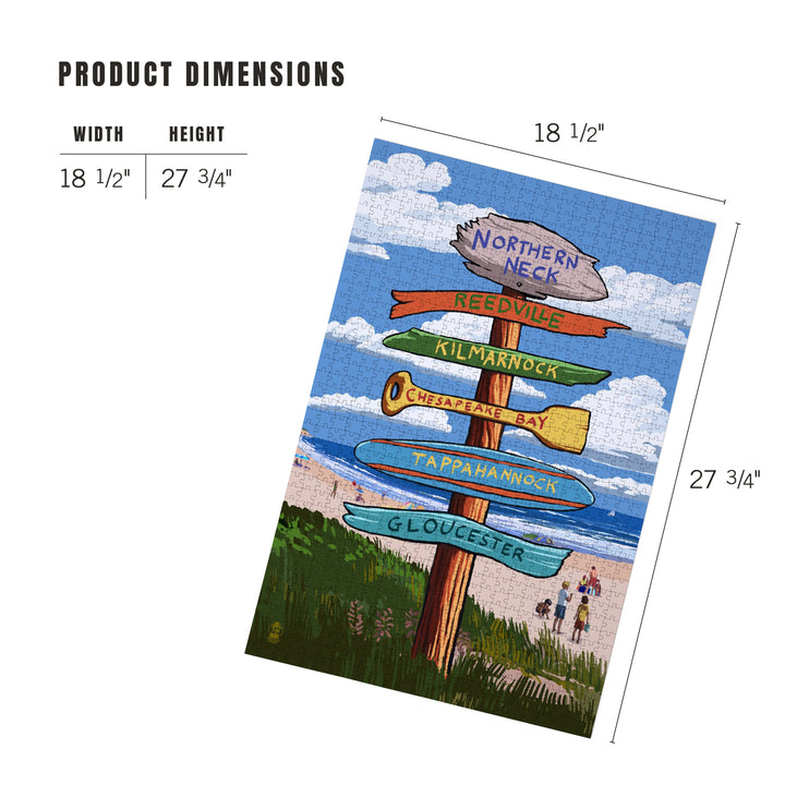 Northern Neck, Virginia, Destination Signpost, Jigsaw Puzzle Puzzle Lantern Press 