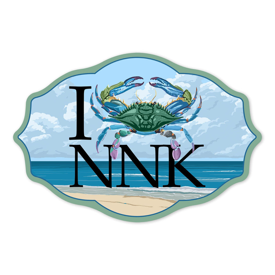 Northern Neck, Virginia, I Crab NNK, Contour, Lantern Press Artwork, Vinyl Sticker Sticker Lantern Press 