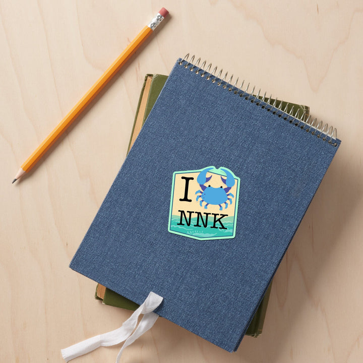 Northern Neck, Virginia, I Crab NNK, Vector, Contour, Vinyl Sticker Sticker Lantern Press 