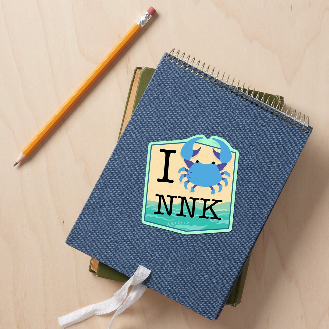 Northern Neck, Virginia, I Crab NNK, Vector, Contour, Vinyl Sticker Sticker Lantern Press 