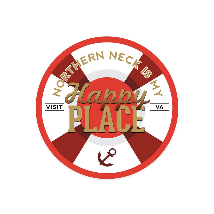 Northern Neck, Virginia, Northern Neck Is My Happy Place, Contour, Vinyl Sticker Sticker Lantern Press 