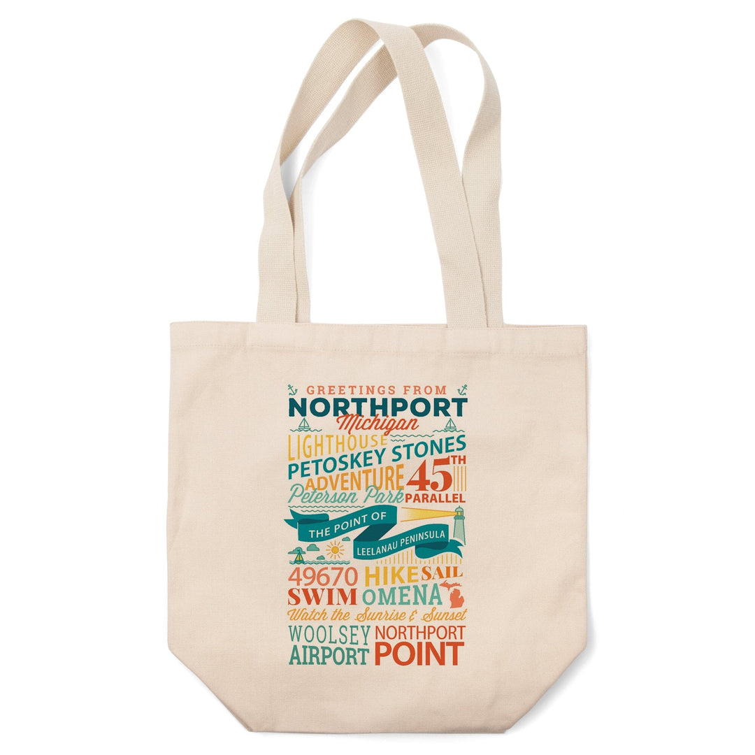 Northport, Michigan, Typography, Lantern Press Artwork, Tote Bag Totes Lantern Press 