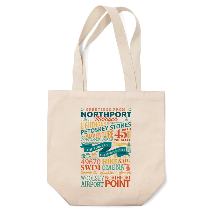 Northport, Michigan, Typography, Lantern Press Artwork, Tote Bag Totes Lantern Press 