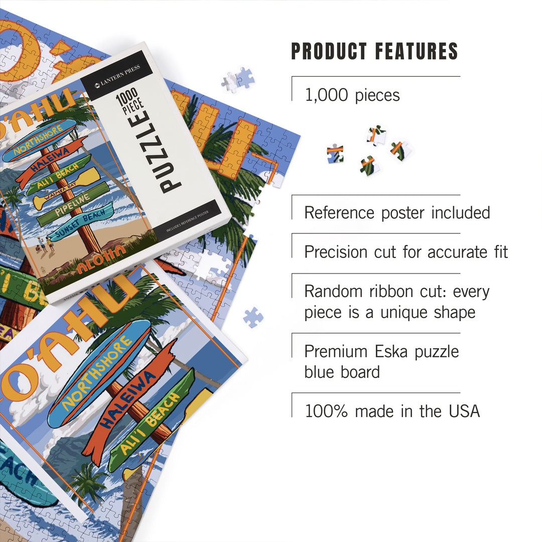 Northshore, Oahu, Hawaii, Destinations Sign, Jigsaw Puzzle Puzzle Lantern Press 