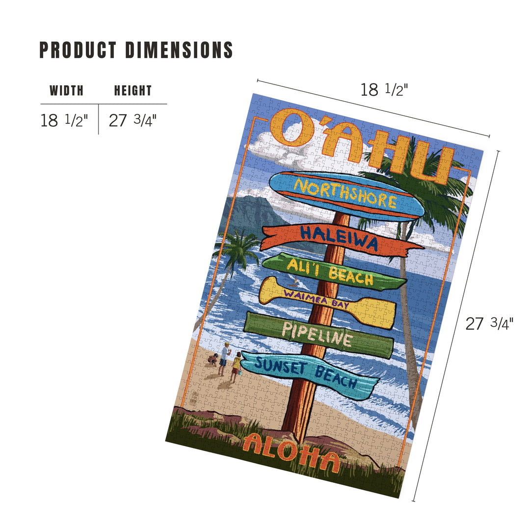 Northshore, Oahu, Hawaii, Destinations Sign, Jigsaw Puzzle Puzzle Lantern Press 