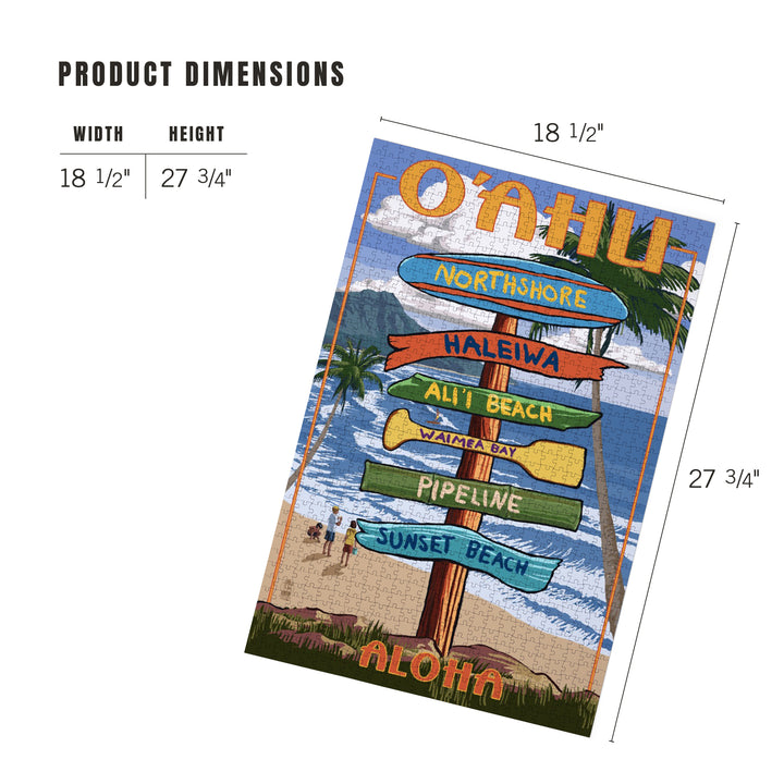 Northshore, Oahu, Hawaii, Destinations Sign, Jigsaw Puzzle Puzzle Lantern Press 