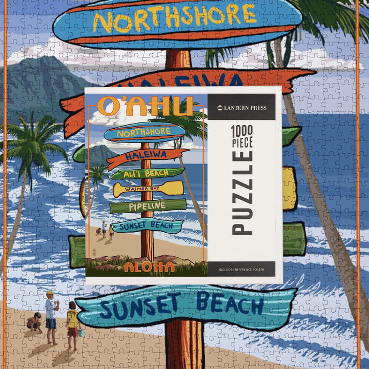 Northshore, Oahu, Hawaii, Destinations Sign, Jigsaw Puzzle Puzzle Lantern Press 