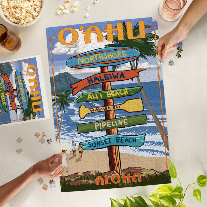 Northshore, Oahu, Hawaii, Destinations Sign, Jigsaw Puzzle Puzzle Lantern Press 