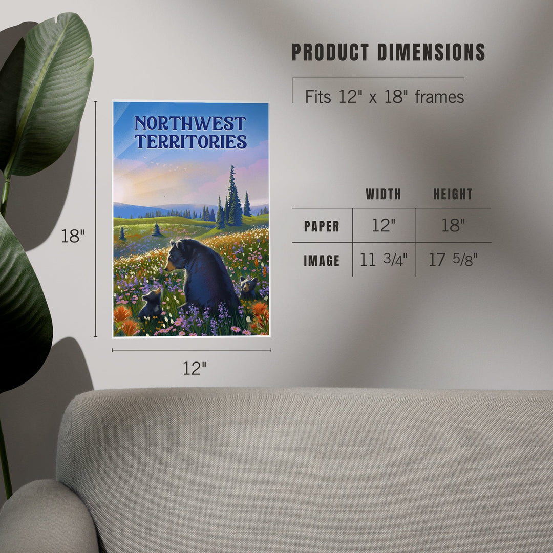 Northwest Territories, Lithograph, Bear Family in Field, Art & Giclee Prints Art Lantern Press 