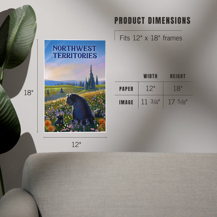 Northwest Territories, Lithograph, Bear Family in Field, Art & Giclee Prints Art Lantern Press 