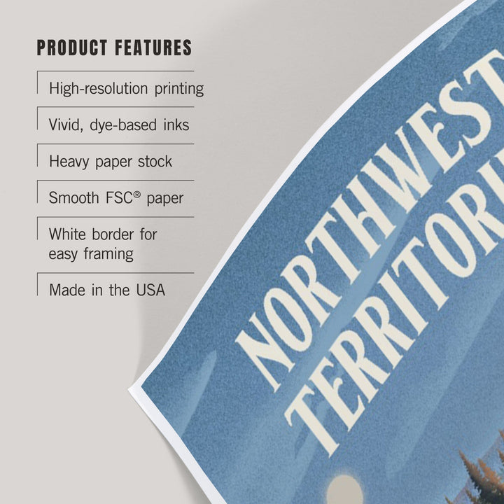 Northwest Territories, Lithograph, Reflection Pond and Bull Moose, Art & Giclee Prints Art Lantern Press 