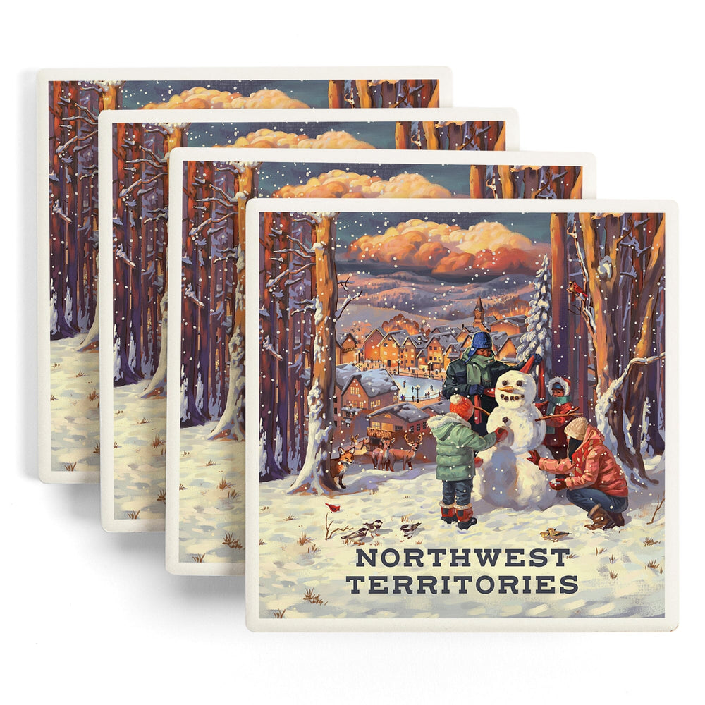 Northwest Territories, Merry and Bright, Vintage Snowman, Coasters Coasters Lantern Press 