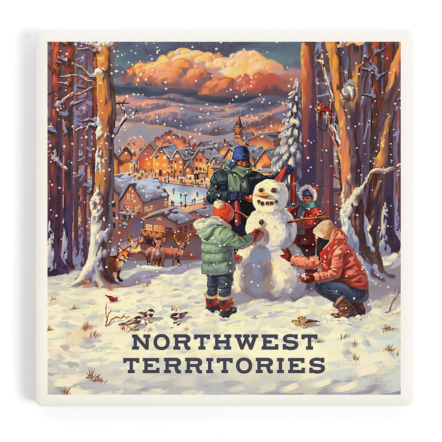 Northwest Territories, Merry and Bright, Vintage Snowman, Coasters Coasters Lantern Press 