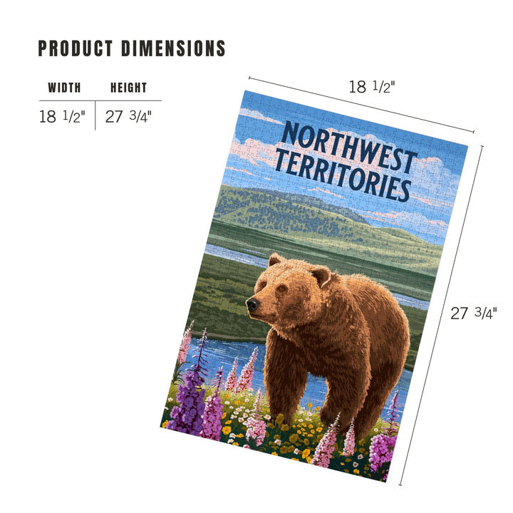 Northwest Territories, Painterly, Grizzly Bear in Meadow, Jigsaw Puzzle Puzzle Lantern Press 