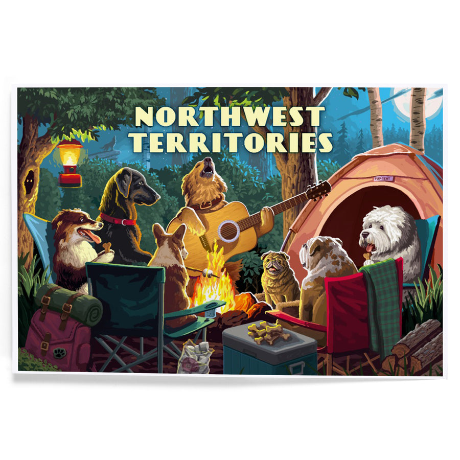 Northwest Territories, Painterly, Pack Life, Dogs Around Campfire, Art & Giclee Prints Art Lantern Press 