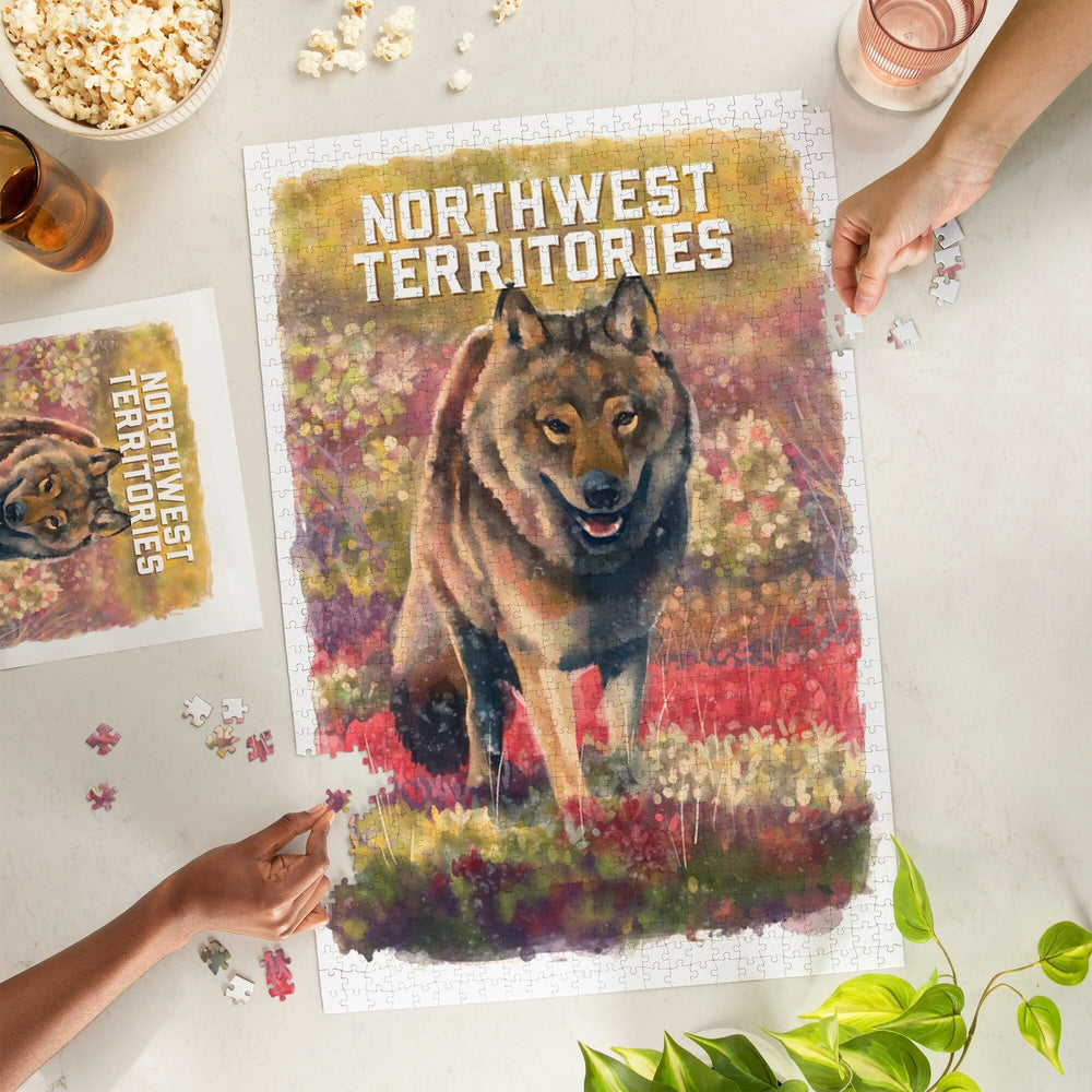 Northwest Territories, Watercolor Study, Gray Wolf, Jigsaw Puzzle Puzzle Lantern Press 