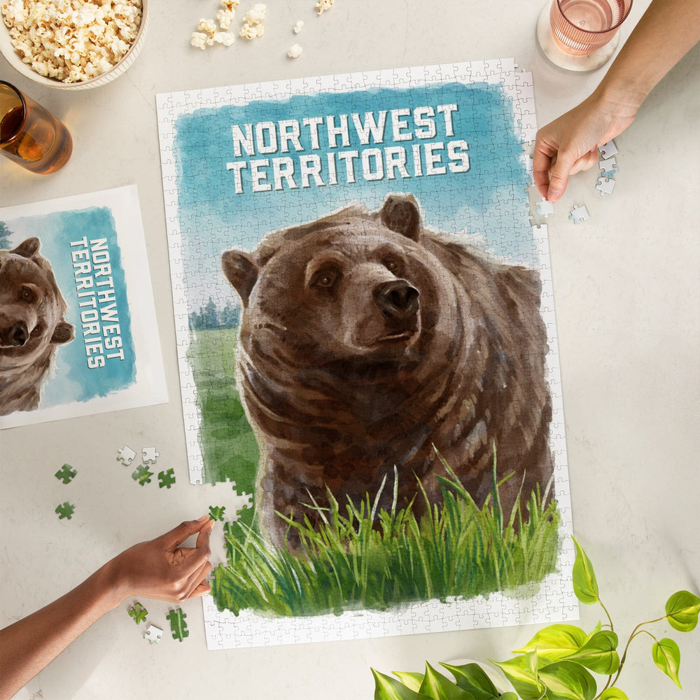 Northwest Territories, Watercolor Study, Grizzly Bear, Jigsaw Puzzle Puzzle Lantern Press 