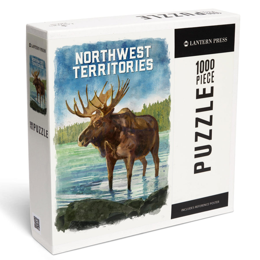 Northwest Territories, Watercolor Study, Moose, Jigsaw Puzzle Puzzle Lantern Press 