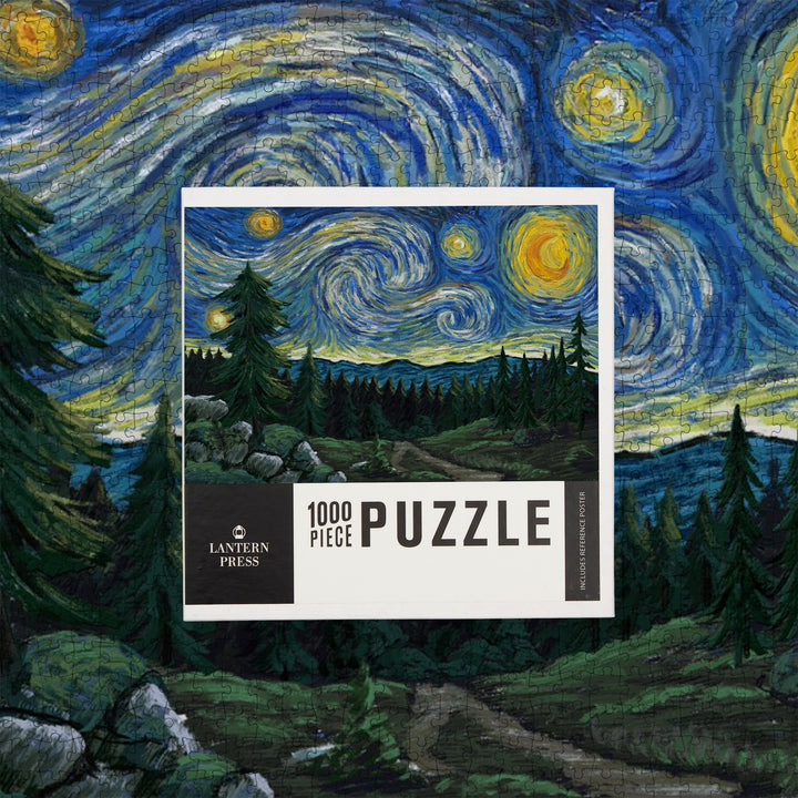 Northwest, Van Gogh Starry Night, Jigsaw Puzzle Puzzle Lantern Press 