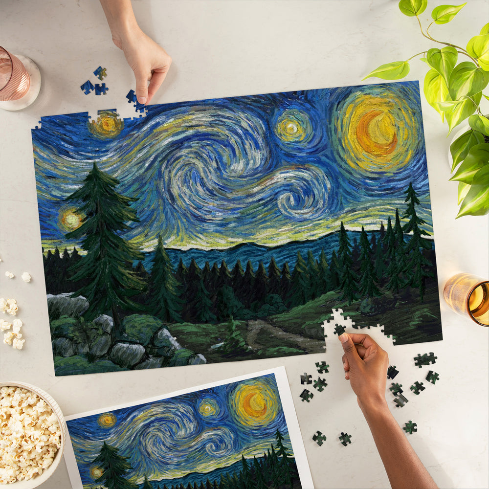 Northwest, Van Gogh Starry Night, Jigsaw Puzzle Puzzle Lantern Press 