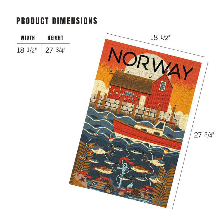Norway, Nautical Geometric, Jigsaw Puzzle Puzzle Lantern Press 