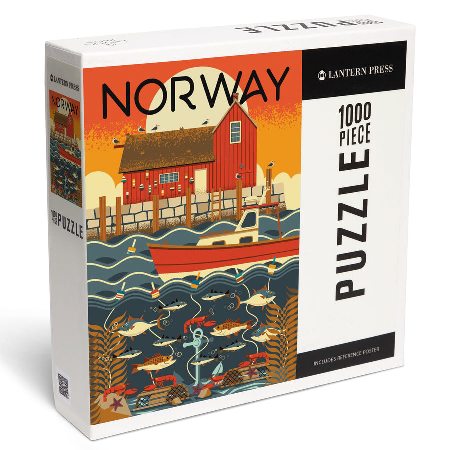 Norway, Nautical Geometric, Jigsaw Puzzle Puzzle Lantern Press 