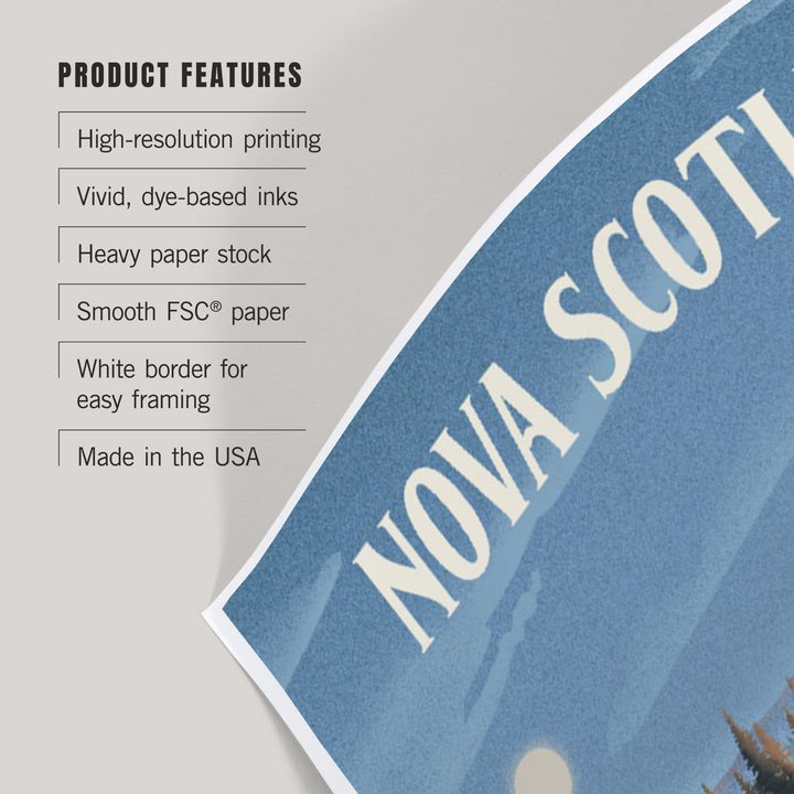 Nova Scotia, Lithograph, Reflection Pond and Bull Moose, Art & Giclee Prints Art Lantern Press 