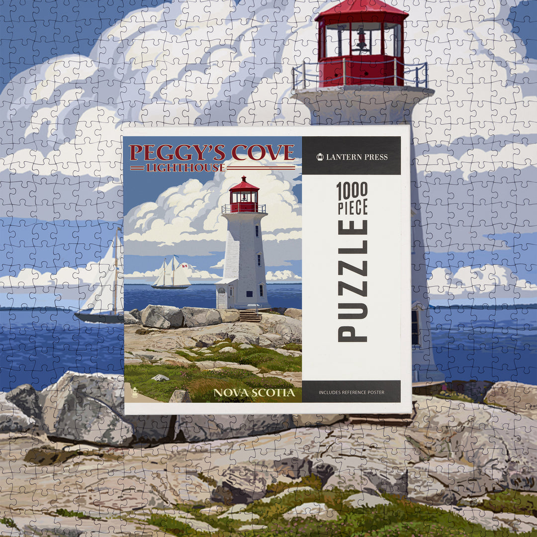 Nova Scotia, Peggy's Cove Lighthouse, Jigsaw Puzzle Puzzle Lantern Press 