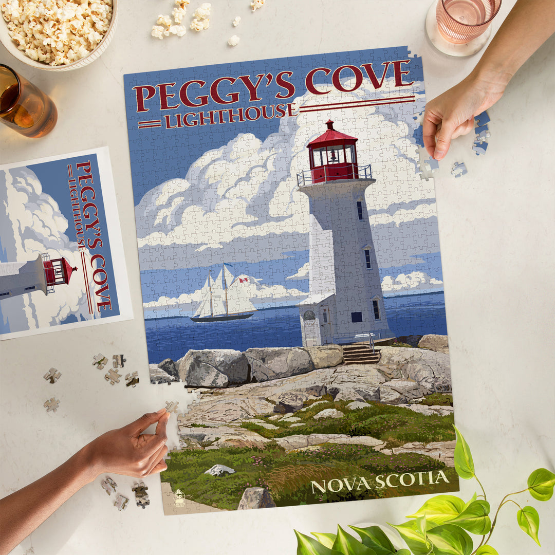 Nova Scotia, Peggy's Cove Lighthouse, Jigsaw Puzzle Puzzle Lantern Press 