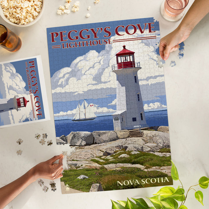 Nova Scotia, Peggy's Cove Lighthouse, Jigsaw Puzzle Puzzle Lantern Press 