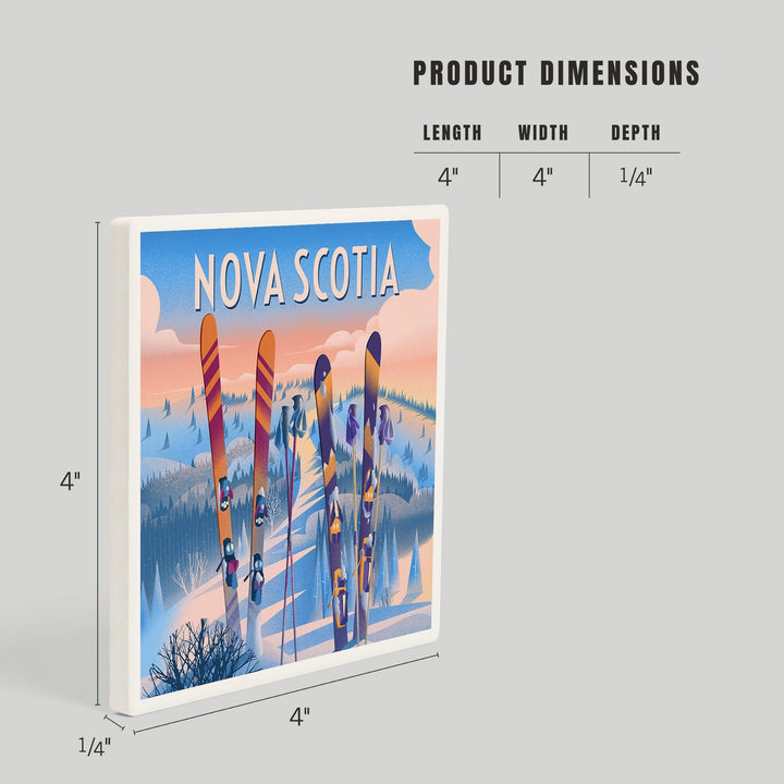 Nova Scotia, Prepare for Takeoff, Skis in Snowbank, Coasters Coasters Lantern Press 