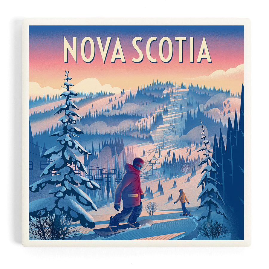 Nova Scotia, Shred the Gnar, Snowboarding, Coasters Coasters Lantern Press 