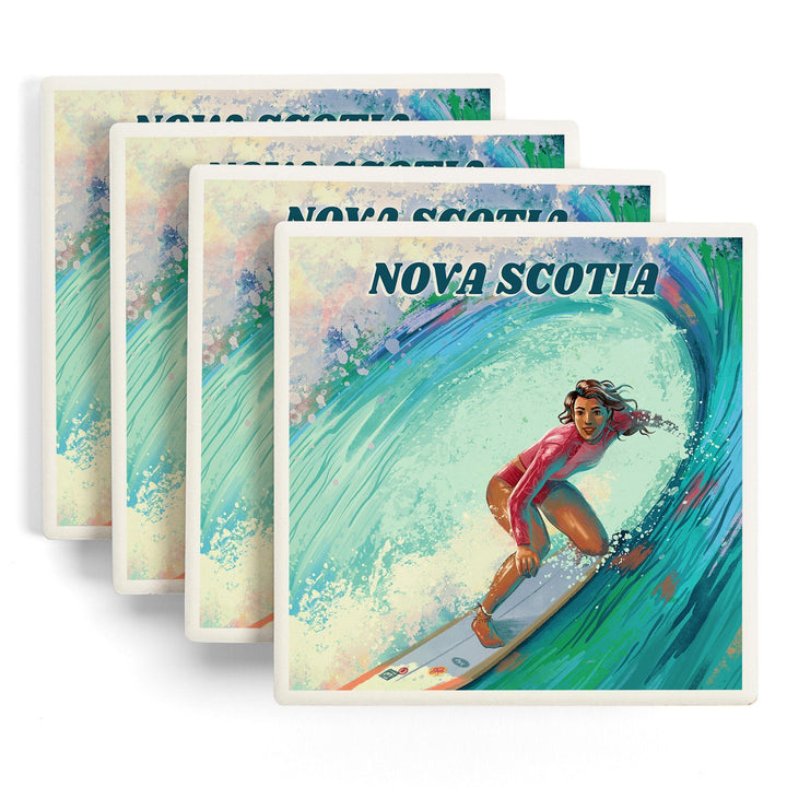 Nova Scotia, Vitamin Sea, Coastal Series, Surfer Girl, Coasters Coasters Lantern Press 