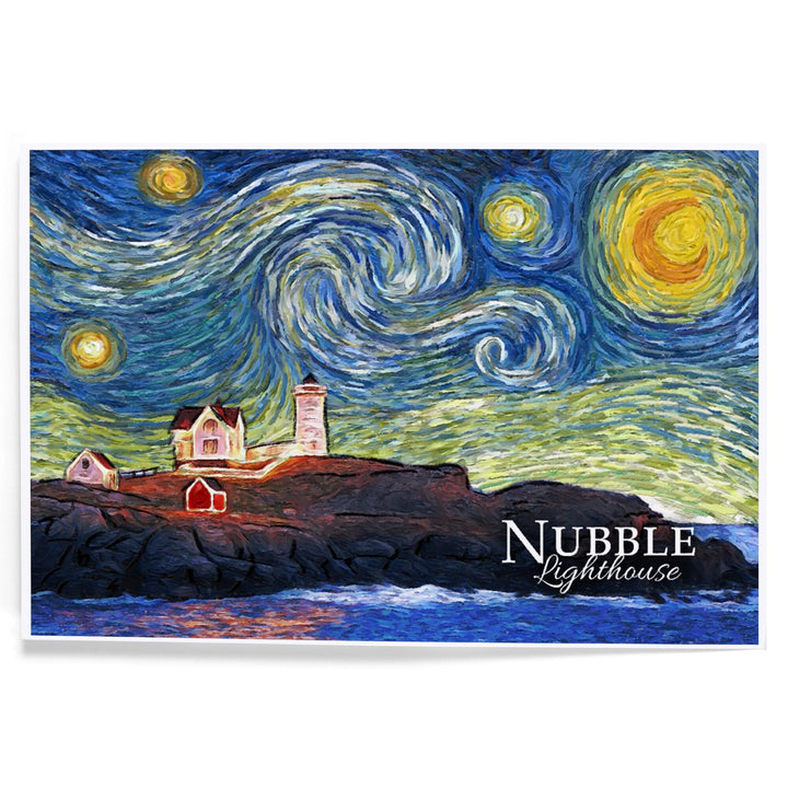 Nubble Lighthouse, Maine, Starry Night, Art & Giclee Prints Art Lantern Press 