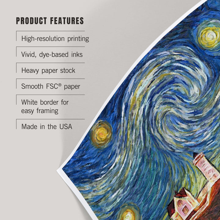 Nubble Lighthouse, Maine, Starry Night, Art & Giclee Prints Art Lantern Press 