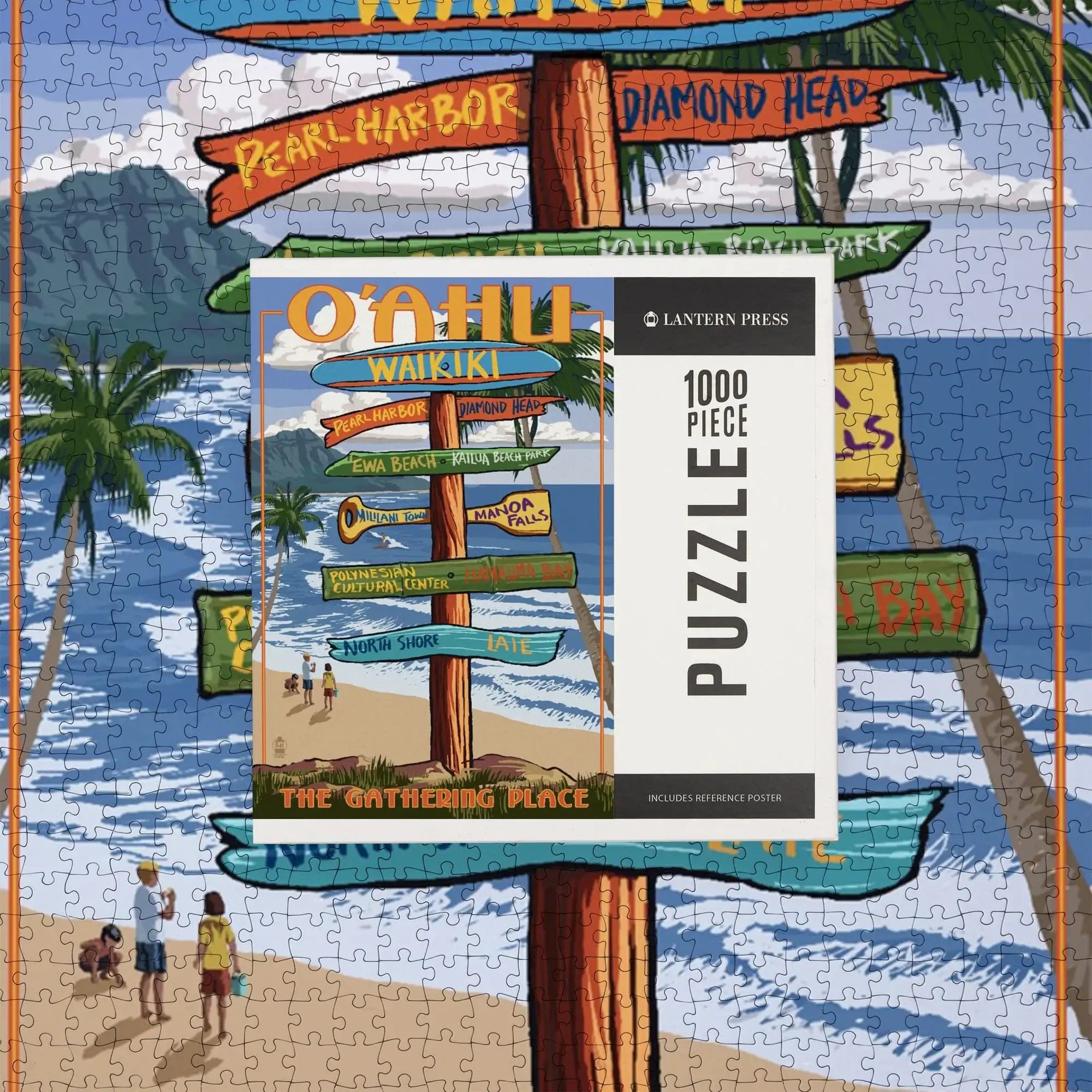 Oahu, Hawaii, Signpost, 1000 piece jigsaw puzzle – Lantern Press