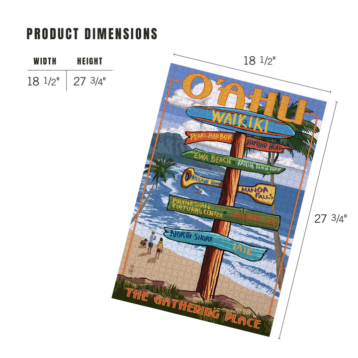 Oahu, Hawaii, Signpost, Jigsaw Puzzle Puzzle Lantern Press 